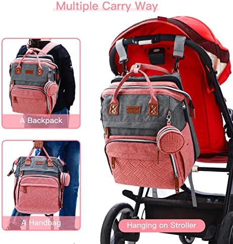 ISMGN Diaper Bag Backpack with Changing Station, Baby Bags for Girls, Pink - Image 6