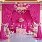 30x8ft Hot Pink Backdrop Curtain for Parties Fuchsia Wrinkle Free Fabric Backdrop Curtain Wedding Photo Backdrop Drapes for Birthday Party Baby Shower Photography Back Drop 6 Panels 5x8FT - Image 4
