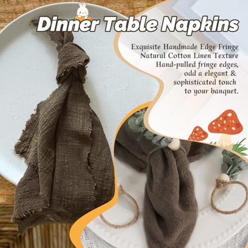 Showgeous 30 Pack Brown Cloth Napkins with Fringe, 16x16 inch 100% Cotton - Image 7