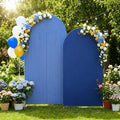2 Set Wedding Arch Cover Navy Blue Ripple & Solid Stretchy Backdrop Cover by Tegeme