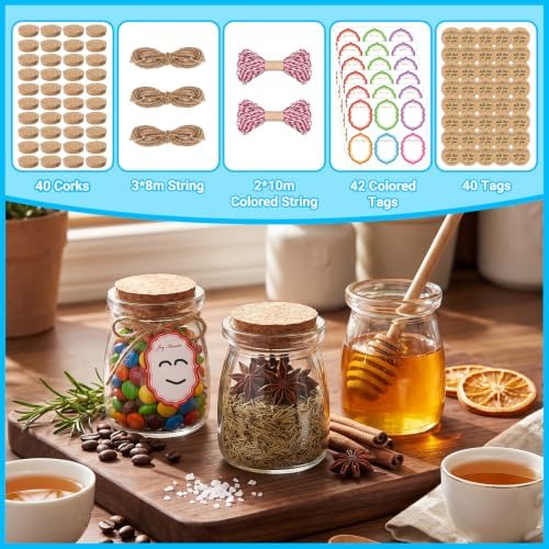 40 Pack 3.4oz Glass Jars with Cork Lids, Yogurt & Candle Jars - Image 3
