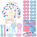 Capoda 80Pcs Baby Gender Reveal Party Favors Kit Boy or Girl Party Supplies Fingerprint Tree Acrylic Sign Team Boy Team Girl Pins Mom Dad Badge Necklaces Silicone Wristbands Decor Supplies Gift by Capoda