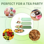 9Pcs Cupcake Stand & Serving Tray Set – 3 Tier Dessert Cake Stands, Cookie Display Stand，for Party Wedding Birthday Baby Shower, Gradient Dessert Table Display Stands Cookie Tray Rack（Green,Round - Image 3