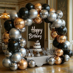 Bezente Black Silver Confetti Latex Balloons,60pcs 12 inch Black White Silver Metallic Chrome and Confetti Balloons and Electric Balloon Pump Multiple - Image 4