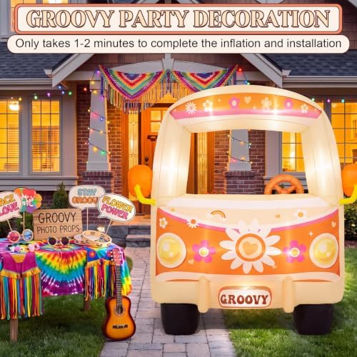Soulchen 6FT Inflatable Hippie Bus Photo Booth Groovy 60s 70s Decoration - Image 6