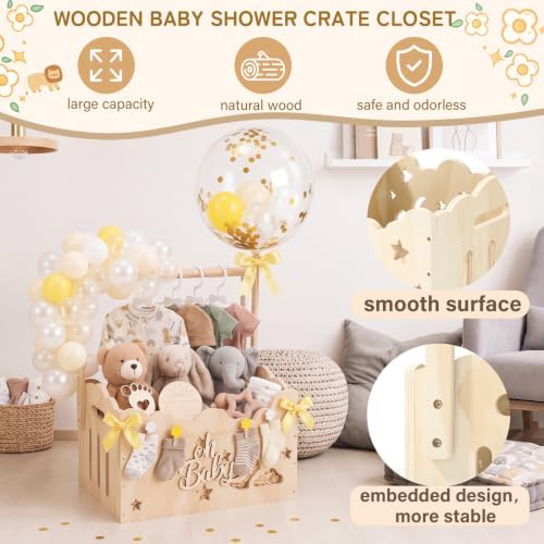 Yellow, Wooden Baby Shower Crate Closet,Hollow - Image 4