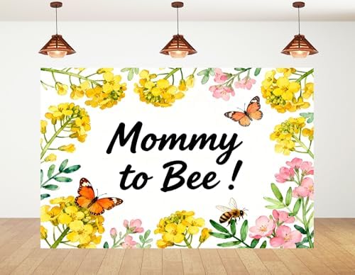 10x10ft Mommy to Bee Backdrop Sweet as Can Gender Reveal Baby Shower Party Wildflower Floral Honeycomb Photography Background Party Banner Decorations Photo Studio Props by Unknown