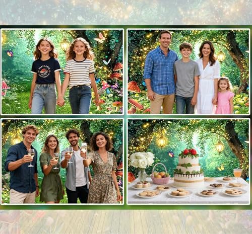 Enchanted Fairytale Forest Backdrop for Photography Fairy Tale Wonderland Garden Backdrops for Photoshoot, Mushroom Butterfly Woodland Party Decorations Photo Booth Studio Props Backdrops 15X10FT - Image 4