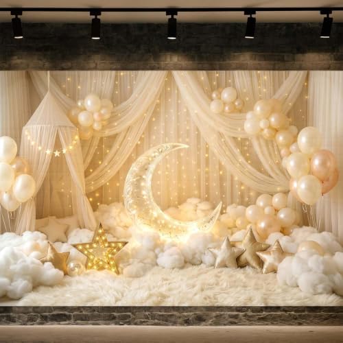15X10ft Newborn Maternity Backdrop Moon Star Cloud Balloon Background - Image 3