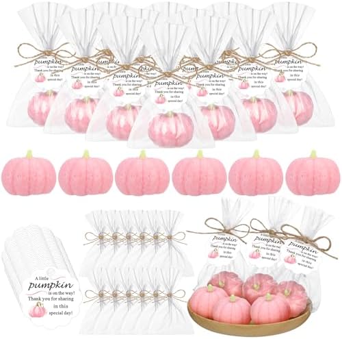 Demissle 40 Pcs Fall Pumpkin Baby Shower Soap Favors Bulk, Pink by Demissle
