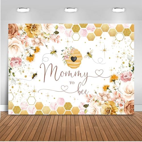 Mocsicka Mommy to Bee Baby Shower Backdrop Bee Theme Honeycomb Baby Shower A Sweet Little Honey Bee is On The Way Gender Reveal Party Decorations Party Decorations Cake Table Banner (10x8ft) by Mocsicka