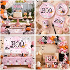 A Little Boo Is Almost Due Baby Shower Decorations - Pink Halloween Baby Shower Decorations for Girl Includes Plates,Napkins,Banner,Balloon Arch for Halloween Birthday Party - Image 5