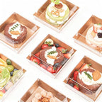 100 Pcs Small Charcuterie Boxes with Clear Lids - To Go Paper Rectangle Charcuterie Box, Disposable Food Containers, 5Inch Dessert Boxes for Cookie, Cake Slice Strawberries (Brown) - Image 5