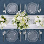 U-QE 60PCS Clear Plastic Plates - Fancy Beaded Plates Disposable Heavy Duty - Image 4