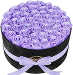 Prifroti 47 Flowers in a Luxury Suede Box, Birthday Gifts for Women, Preserved Flowers, Mothers Day Roses Gift for Mom, Lilac by Prifroti
