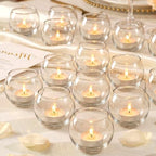 24 Pcs Clear Candle Holders for Table Centerpieces- Small Glass Votive Candle Holders for Standard Tealights, Wedding, Bridal Shower, Birthday Party Table Decorations by LAMORGIFT