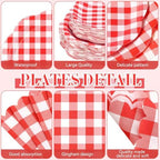 Funnymoom 452 Pcs Red Gingham Party Supplies for 50, Red and White Gingham Checkered Paper Plates Napkins Cups Tablecloth Cutlery Straws for Birthday Family Picnic Camping Barbecue Party Decoration - Image 2