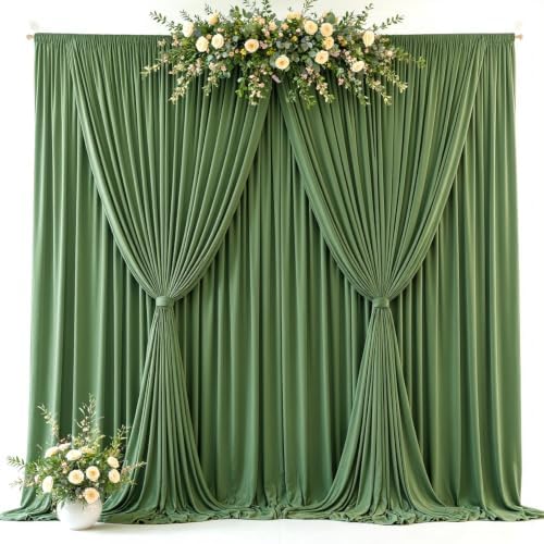 10 x 10ft Forest Green Backdrop Curtains, Green Wrinkle Free Draping Fabric Wedding Birthday Baby Bridal Shower Graduation Party Drapes for Backdrop Photography Photo Booth Background Decoration - Image 2