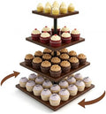 4-Tier Wooden Cupcake Stand, Rotating Cupcake Tower for 50 Cupcakes, Square Dessert Display Stand for Wedding Birthday Baby Shower Graduation Christmas Halloween Party by Unknown