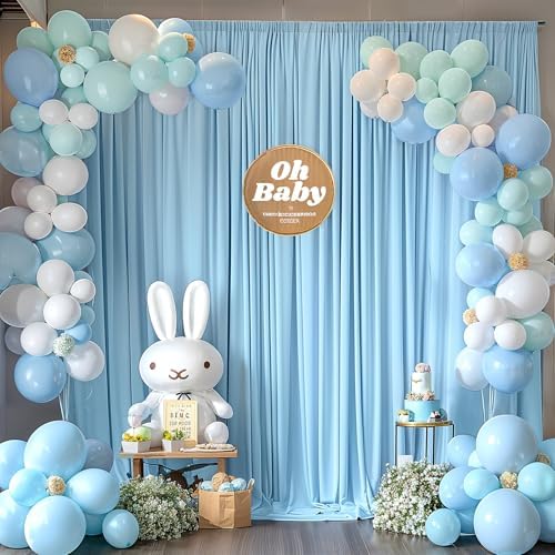 20x10ft Blue Backdrop Curtains for Wedding Parties Wrinkle Free Blue Curtain Photo Backdrop Drapes for Photography Birthday Baby Shower Soft Fabric Party Backgournd for Photoshoot 5x10ft, 4 Panels - Image 6