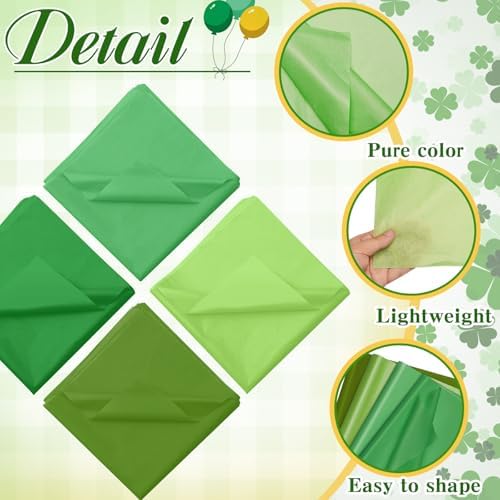 500 Sheets Green 4-Color Tissue Paper 20x20 Inch for Christmas Gift Bags - Image 3
