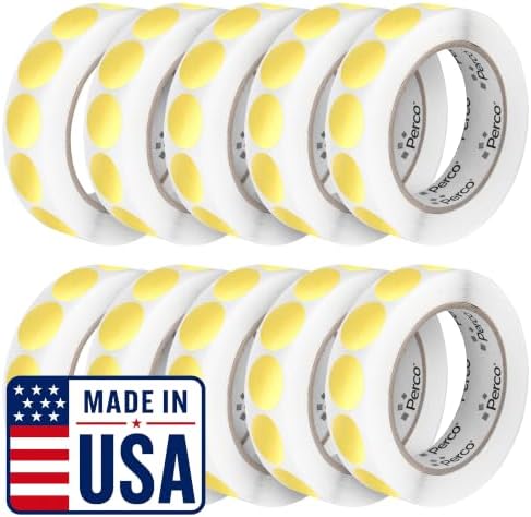 Perco Metallic Gold Perforated Round Circle Dot Sticker 1-Inch Labels — 10 Rolls, 10,000 Stickers - VIP, Reward & Premium Pricing Labels for Events & Packaging - Made in USA by Perco