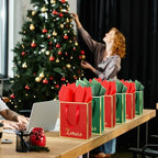 Yeaqee 50 Pcs Metallic Paepr Gift Bags Bulk with Handles,Red Green - Image 6