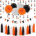 Black White Orange Halloween Party-Decorations Tissue Pom Poms Streamers,Tassel Garland Banner,Graduation 2025 Birthday Wedding Baby Bridal Shower Decor Bunting by LastingSurprise