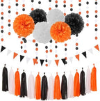 Black White Orange Halloween Party-Decorations Tissue Pom Poms Streamers,Tassel Garland Banner,Graduation 2025 Birthday Wedding Baby Bridal Shower Decor Bunting by LastingSurprise