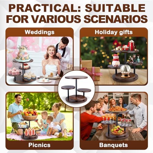 ZMCYNG Cupcake Stand, 4 Tier Round Wood Cupcake Tower Stand for 50 Cupcakes - Image 6