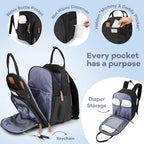 RUVALINO Baby Diaper Bag Backpack with Changing Pad, Waterproof, XL Black - Image 3