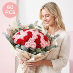 Auihiay 60PCS Artificial Roses, Pink and Red Roses, Velvet Silk Roses - Image 7