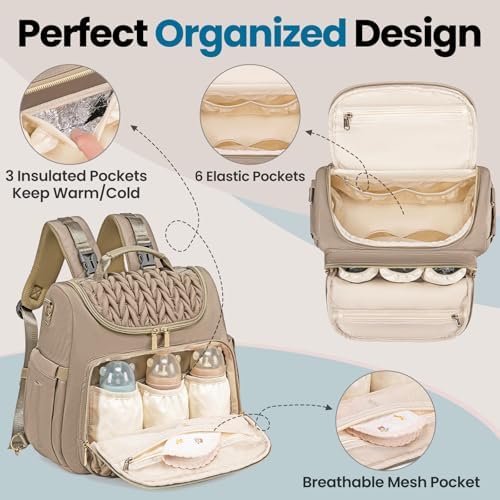 Tealari 4 in 1 Convertible Diaper Bag Backpack,Waterproof Baby Diaper Bag with Changing Pad,Converts into Baby Tote Bag,Diaper Backpack,Stroller Bag and Crossbody Diaper Bag - Image 7