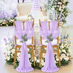 QueenDream Light Purple Wedding Chair Sashes 16 Pieces Wedding Aisle Chair Decorations Long Sheer Church Draping Fabric Chair Covers Bulk with Artificial Eucalyptus - Image 4
