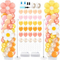 Kasyat 2 Sets Groovy Balloon Column Stand Kit Boho Daisy Macaron Pink Yellow Orange Pastel Retro Flower Balloons Arch Garland Kit for Baby Shower Birthday Wedding Hippie Flower Party Decoration by Kasyat