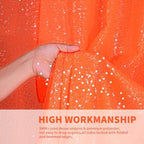 Orange Glitter Sequin Backdrop Curtains 2 Pcs 5FTx10FT Baby Shower Party Backdrop for Boy Gorgeous Photography Fabric Drapes - Image 4