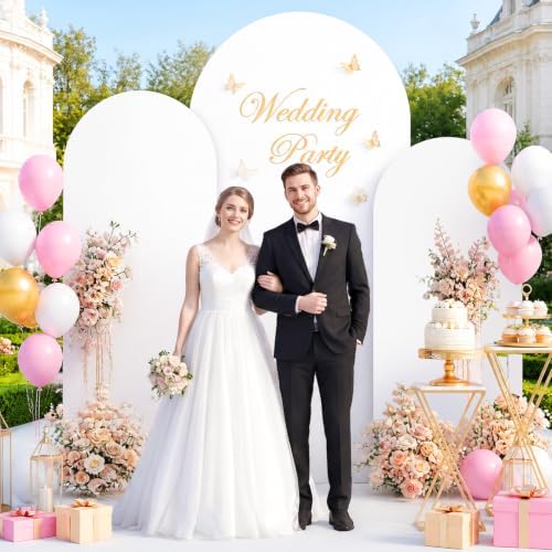 Set of 2 Wedding Arch Cover 7.2ft 6ft White Arch Cover Chiara Backdrop Cover Spandex Fitted Arch Stand Cover Balloon Arch Covers Stretchy Backdrop for Baby Shower Party Ceremony Decoration - Image 4