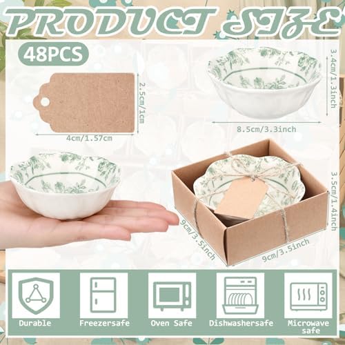 48 Pcs Wedding Favors for Guests Small Ceramic Bowls, Flower, Sage Green - Image 6