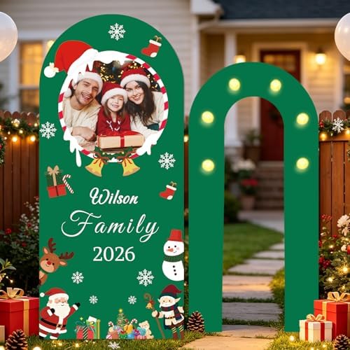 6FT 6.6FT Customized Foam Board Backdrop for Parties Christmas, Personalized Foam Arch Backdrop Board with Text and Photo, Indoor Outdoor Home Use Decor for Famliy Him Her by YZPPDHFCCustomGift