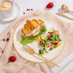 bUCLA 100PCS Ivory Plastic Plates with Gold Rim - Heavy Duty Cream Disposable Include 50 Dinner 10 inch & 50 Dessert 7 inch, for Party & Wedding - Image 5