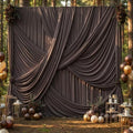 10x12 ft Brown Backdrop Curtains for Weddings, Birthdays and Photos by PartyVillage
