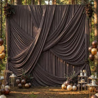 10x12 ft Brown Backdrop Curtains for Weddings, Birthdays and Photos by PartyVillage