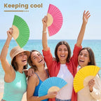 Qunclay 150 Pcs Paper Fans for Weddings Handheld Folding Fan, Bright Color - Image 6