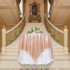 Poise3EHome Rose Gold Sequin Tablecloth 90×90 Inch Square Sequin Fabric Table Cover Overlay for Baby Shower Birthday Party Wedding Holiday Cake Table Decoration - Image 5