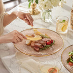 Liacere 60Pcs Brown Plastic Plates-Disposable Plates With Gold Rim,Heavy-duty Amber Plates,Water ripples Party Plates Include 30 Dessert-Platos,30 Dinner-Platos for Wedding&Thanksgiving&Fall Party - Image 6