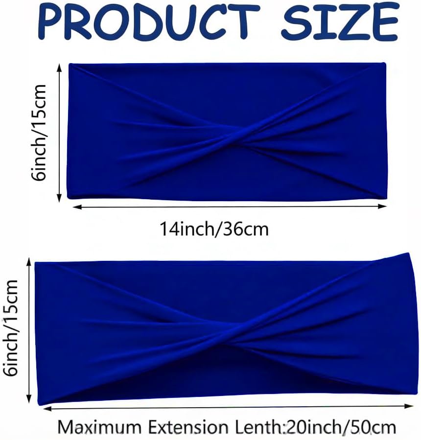 Spandex Royal Blue Chair Sashes Bows 60 Pcs Blue Chair Sashes Elastic Chair Cover Bands Ties Without Buckle for Wedding Birthday Party Ceremoney Events Decoration - Image 2