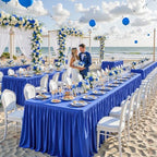 Royal Blue Polyester Table Clothes for 6 Foot Rectangle Tables, Wrinkle Free Fitted Table Cover 6ft Stretch Tablecloths with Skirt for Parties Weddings Birthday Banquet Baby Shower - Image 7