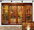 Fall Wooden Window Backdrop, Autumn Forest Scenery Background, 10x6.5FT by Unknown