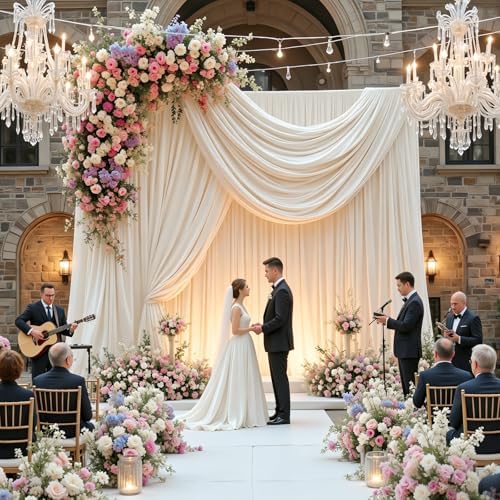 20ft x 10ft White Backdrop Curtains for Parties, 4 Panels 5ft x 10ft Wrinkle-Free Polyester Photo Backdrop Drapes for Wedding Birthday Baby Shower Graduation Photography Background - Image 4