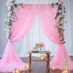 20ft x 10ft Pink Tulle Photo Backdrop Curtain with Lights String for Baby Shower Sheer Baby Pink Curtain Backdrop for Birthday Party Wedding Photo Booth Photography Background Decorations - Image 5